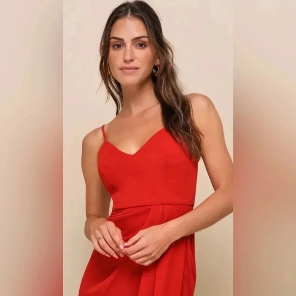 Lulus Reinette Rust Red Midi Dress NWT - Picture 2 of 5